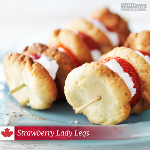 Strawberry Lady Legs are the perfect dessert skewer for celebrating Canada Day.