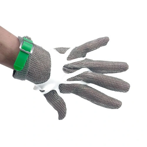 Omcan - Five Finger Stainless Steel Mesh With Green Silicone Strap  Extra Large - 44353