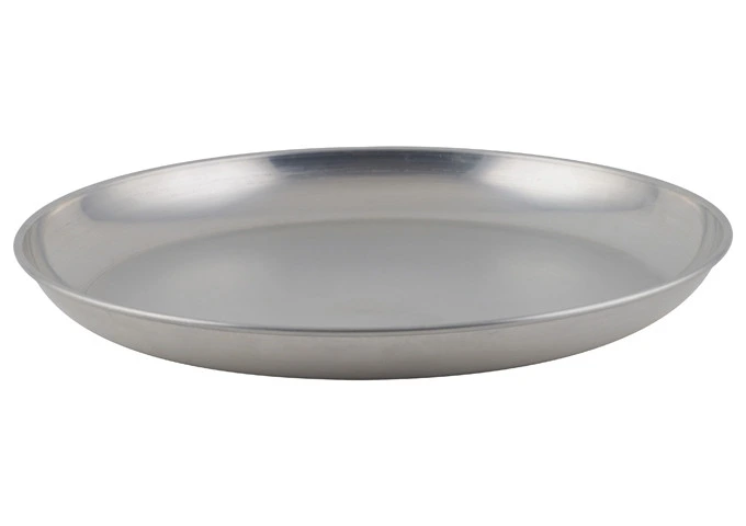 Winco - 14" Round Brushed Aluminum Seafood Serving Tray