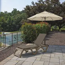 Grosfillex - Java Chaise Lounge Taupe Weave With Taupe Frame Stackable Chaise Lounge (2 Pack)