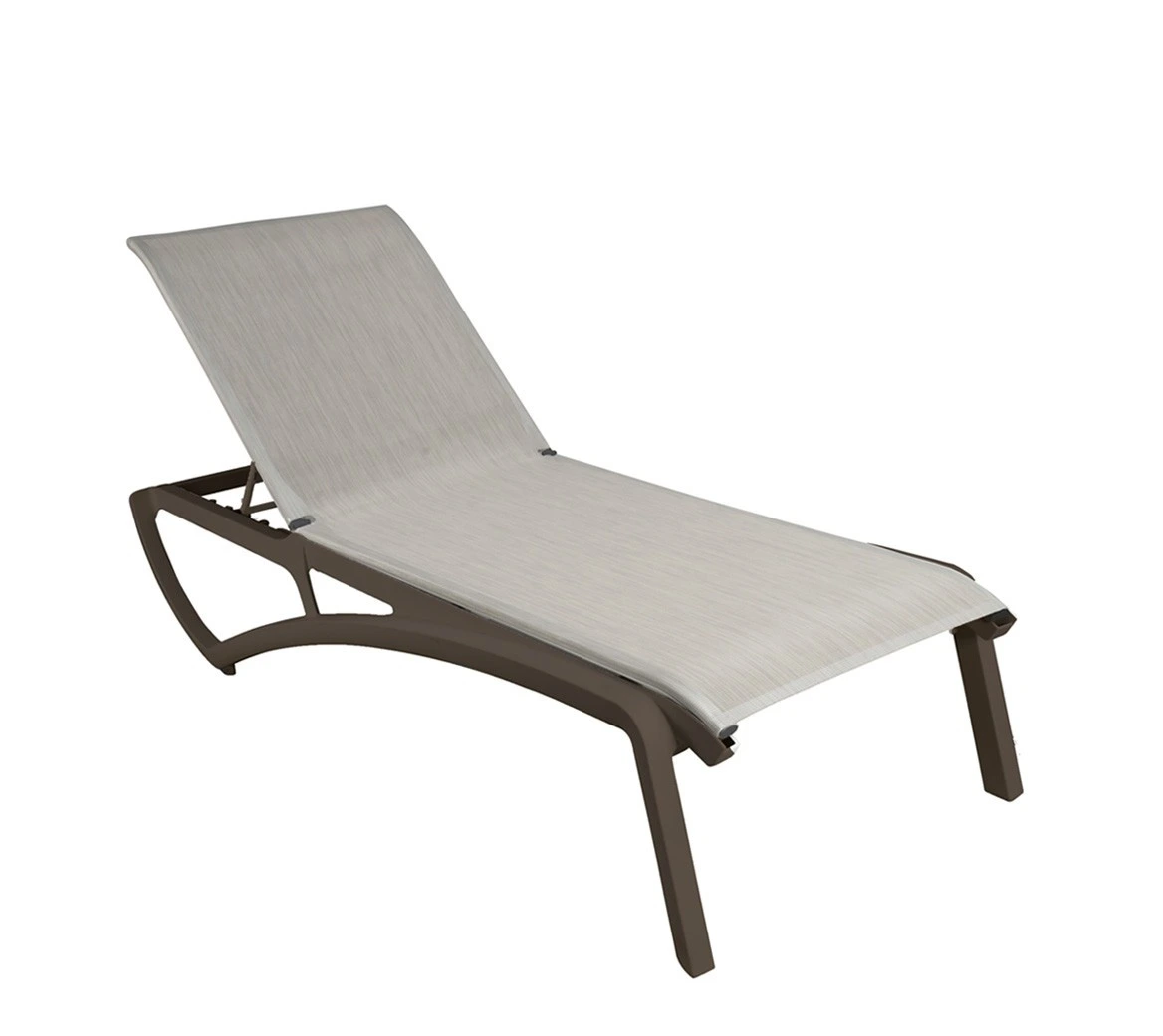 Grosfillex - Sunset Beige/ Fusion Bronze Outdoor Stackable Chaise Lounge (2 Pack)