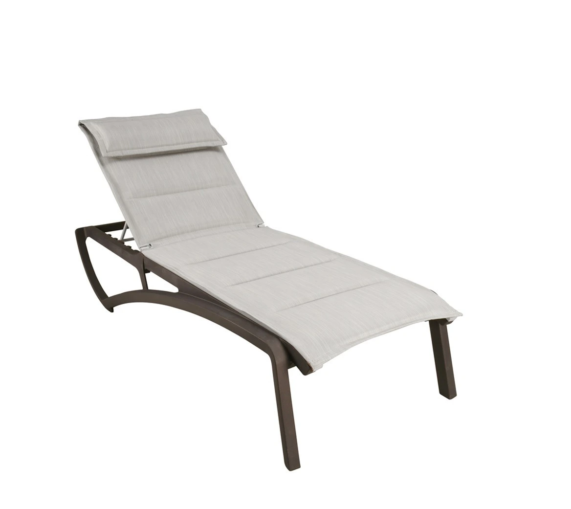 Grosfillex - Sunset Comfort Beige/ Fusion Bronze Outdoor Stackable Chaise Lounge (12 Pack)