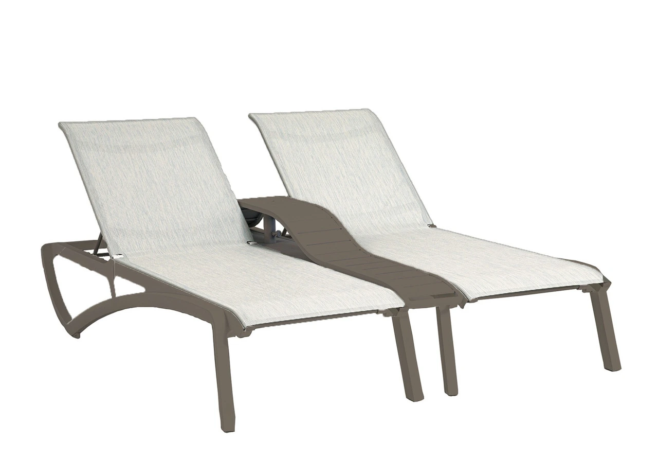 Grosfillex - Sunset Beige/ Fusion Bronze Outdoor Stackable Duo Chaise Lounge