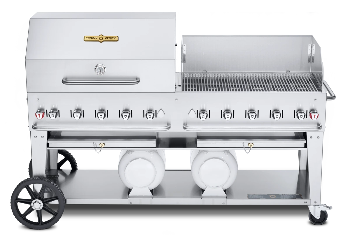 Crown Verity - Pro Series 72" Liquid Propane Combo BBQ & Outdoor Grill With Windguard