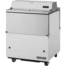 True - 34" White Dual Sided Milk Cooler w/ Aluminum Interior - TMC-34-DS-HC