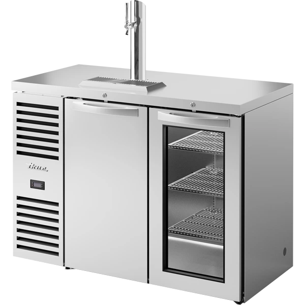 True - 48" Stainless Steel Refrigerated Beer Dispenser w/ 1 Tap & Solid/Glass Swing Doors - TDR48-RISZ1-L-S-SG-1