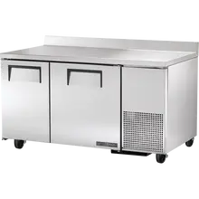True - 60" Stainless Steel Worktop Freezer w/ 2 Doors - TWT-60-32F-HC