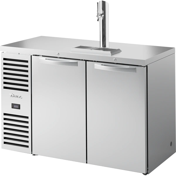 True - 52" Stainless Steel Refrigerated Beer Dispenser w/ 1 Tap & 2 Solid Swing Doors - TDR52-RISZ1-L-S-SS-1