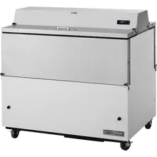True - 49" White Dual Sided Milk Cooler w/ Aluminum Interior - TMC-49-DS-HC