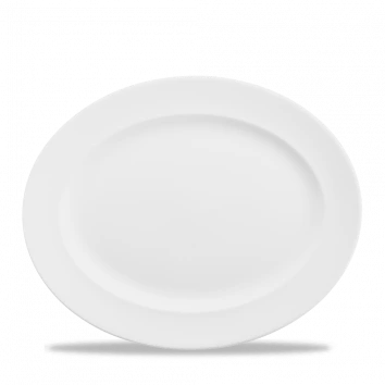 Churchill - Classic 14.5" x 11.5" White Oval  Rimmed Plate - 6/Case