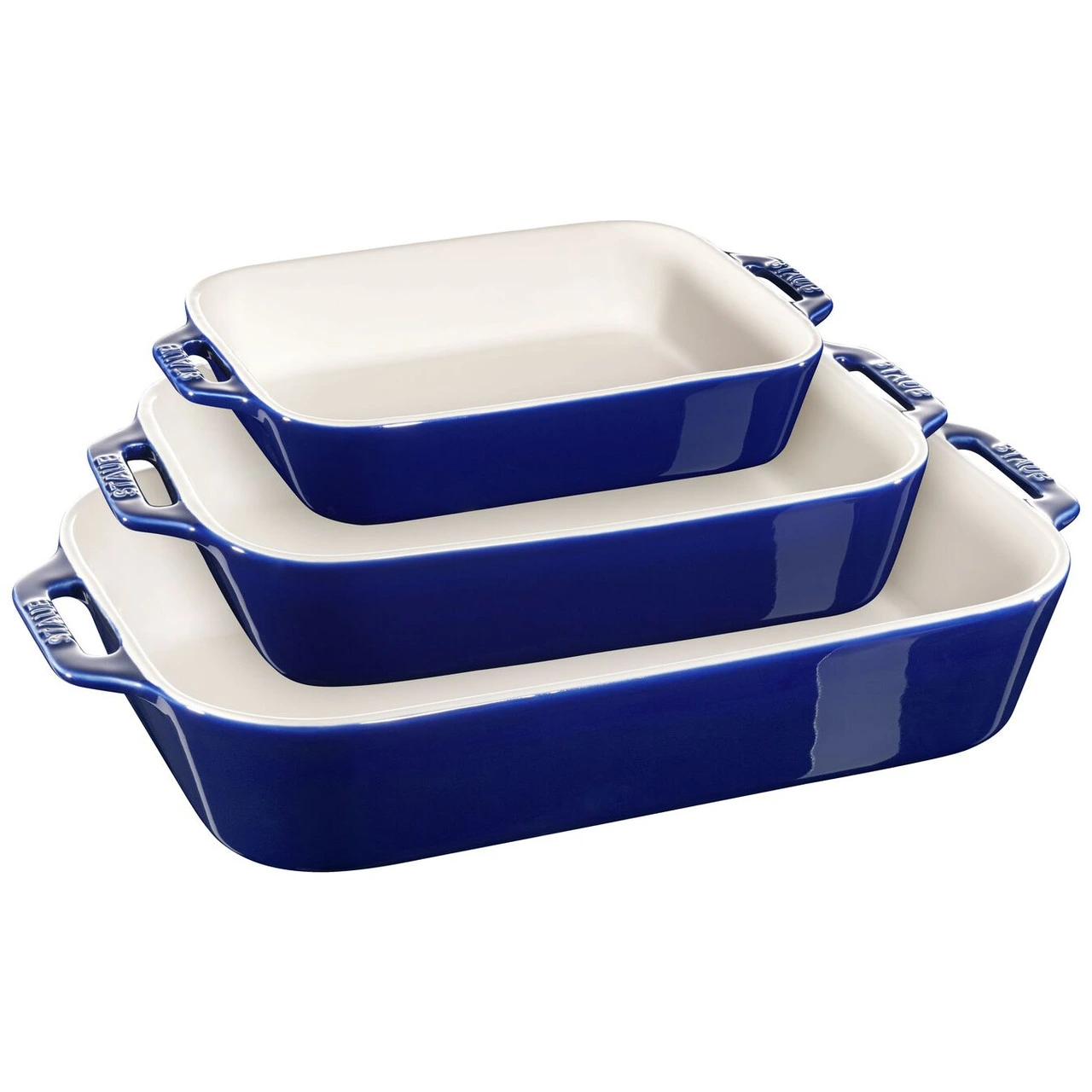 Staub - Dark Blue 3 Pc Rectangular Baking Dish Set