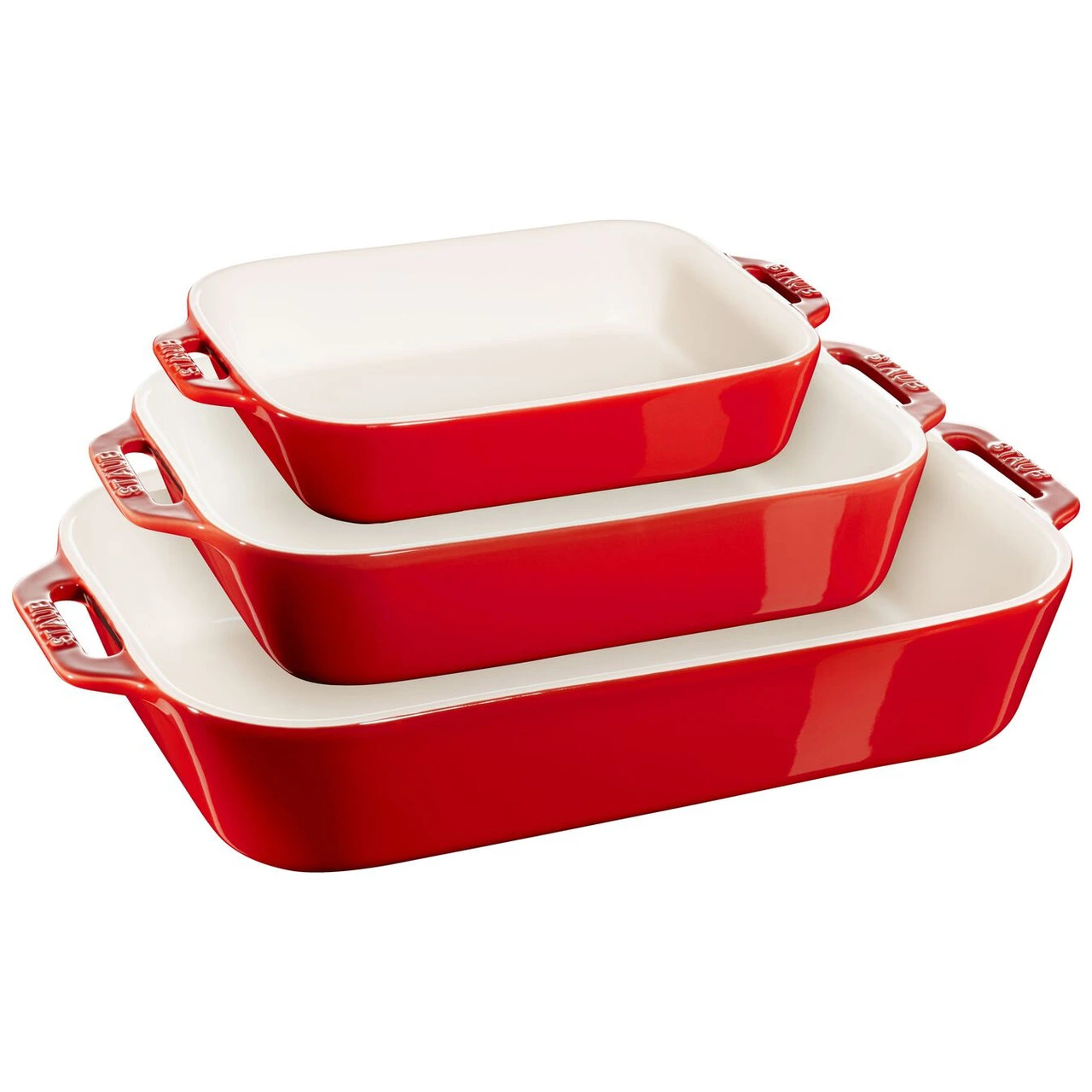 Staub - Cherry Red 3 Pc Rectangular Baking Dish Set