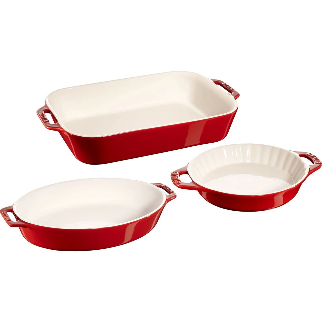 Staub - Cherry Red 3 Pc Mixed Baking Dish Set