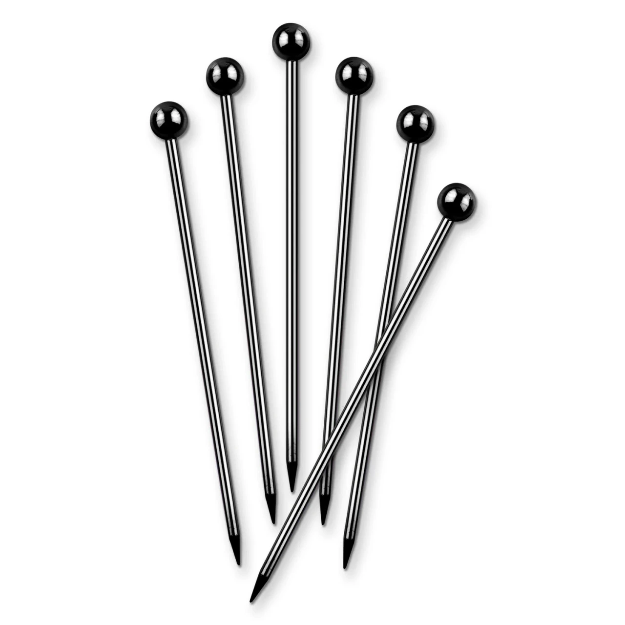 Final Touch - Black Chrome Stainless Steel Cocktail Picks Set of 6 - FTA730719