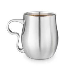 Final Touch - 17 oz Double Wall Brushed Stainless Steel Curvy Cup