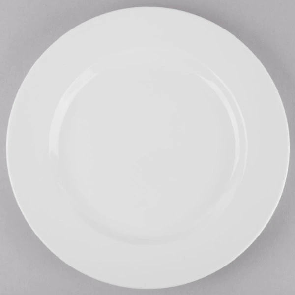 WFE - 12" White Wide Rim Round Porcelain Dinner Plate