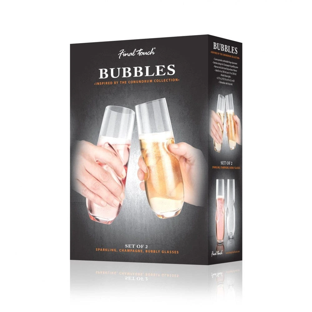 Final Touch - Bubbles Sparkling Wine/Champagne Stemless Glasses- Set of 2