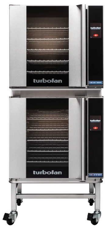 Turbofan - 29" Full Size Sheet Pan Touch Screen Electric Convection Ovens Double Stacked 208V w/ Stand - E32T5/2C