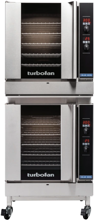 Turbofan - 29" Full Size Sheet Pan Digital Gas Convection Ovens Double Stacked w/ Stand - G32D5/2C