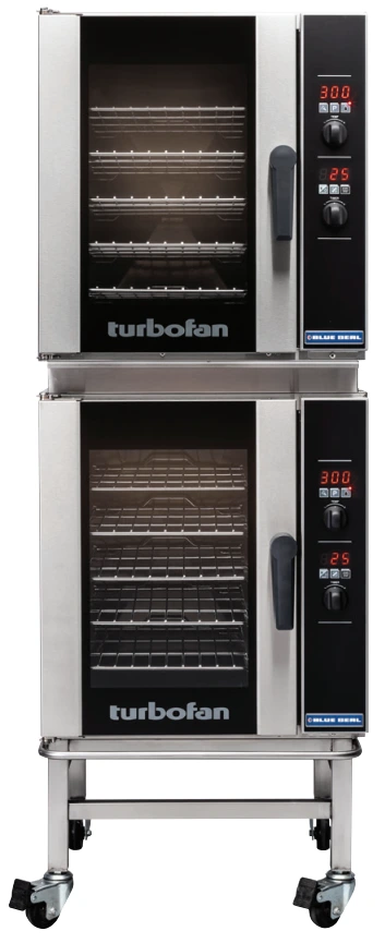 Turbofan - 24" Half Size Sheet Pan Digital Electric Convection Oven Double Stacked 208V w/ Stand - E33D5/2C