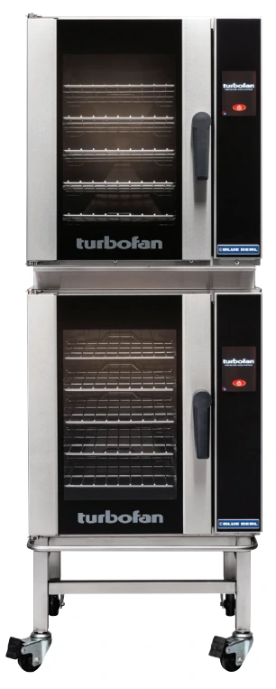 Turbofan - 24" Half Size Sheet Pan Touch Screen Electric Convection Ovens Double Stacked w/ Stand 220-240V - E33T5/2C