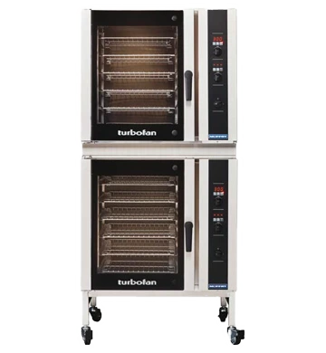 Turbofan - 36" Full Size Sheet Pan Digital Electric Convection Ovens Double Stacked 220-240V/3Ph w/ Stand - E35D6-26/2C