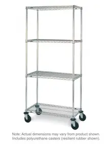Metro - 21" x 36" x 69" Super Erecta N436EC Chrome Mobile Wire Shelving Unit with Polyurethane Casters - N436EC
