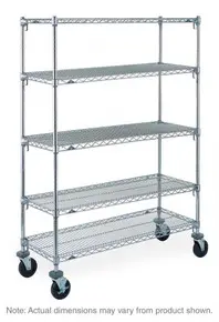 Metro - 18" x 36" x 69" Super Adjustable Chrome 5 Tier Mobile Shelving Unit with Polyurethane Casters - 5A336EC