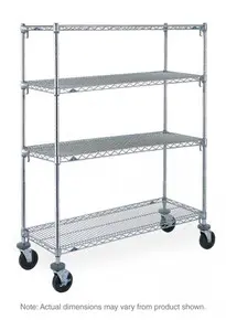 Metro - 24" x 60" x 69" Super Adjustable Chrome 4 Tier Mobile Shelving Unit with Rubber Casters - A566BC