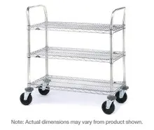 Metro - 24" x 60" x 39" Super Erecta Brite Three Shelf Heavy Duty Utility Cart with Rubber Casters - 3SPN56ABR