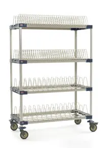 Metro - 24" x 48" x 68" MetroMax 4 Mobile Four Tier Tray / Steam Pan Drying Rack - MAX4-PR48VX4
