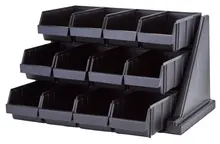 Cambro - Versa Black Self Serve 3-Tier Condiment Stand with 12" Bins - 12RS12110