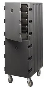 Cambro - Camcarts Charcoal Gray Double Compartment Non-Electric Insulated Food Storage Box Carrier with Casters - 1826DBC615