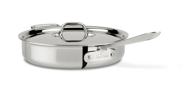 All-Clad - 3 QT D3 Stainless Steel Saute pan with Lid, 3-ply Bonded Cookware, Made in USA