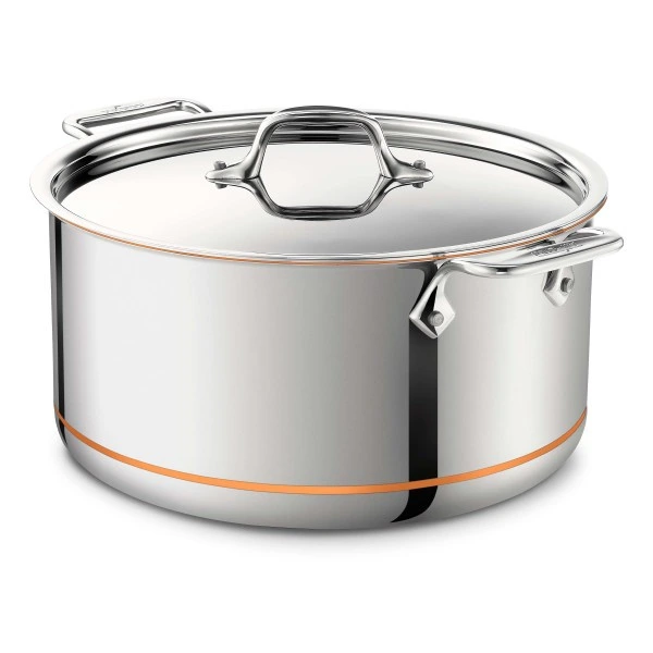 All-Clad - 8 QT Copper Core Stock Pot, 5-ply Bonded Cookware, Made in USA