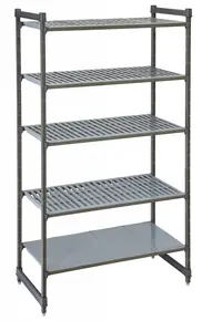Cambro - Camshelving Basics Plus Stationary Starter Unit with 4 Vented Shelves and 1 Solid Shelf - 24" x 54" x 84" - CBU245484VS5580