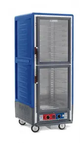Metro - C5 3 Series Blue Low Wattage Universal Slide Heated Holding and Proofing Cabinet with Clear Dutch Doors - C539-CLDC-U-BU