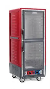 Metro - C5 3 Series Red Low Wattage Heated Holding and Proofing Cabinet with Clear Dutch Doors - C539-CLDC-4
