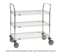 Metro - 24" x 60" x 39" Super Erecta Stainless Steel Three Shelf Heavy Duty Utility Cart with Polyurethane Casters - 3SPN56PS