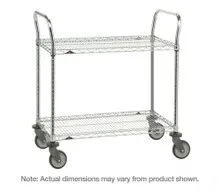 Metro - 21" x 36" x 39" Super Erecta Stainless Steel Two Shelf Heavy Duty Utility Cart with Polyurethane Casters - 2SPN43PS