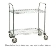 Metro - 24" x 36" x 39" Super Erecta Chrome Two Shelf Heavy Duty Utility Cart with Polyurethane Casters - 2SPN53DC