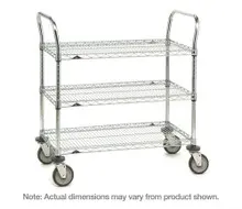 Metro - 18" x 36" x 39" Super Erecta Chrome Three Shelf Heavy Duty Utility Cart with Polyurethane Casters - 3SPN33DC