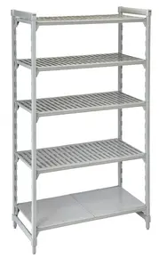 Cambro - Camshelving Premium Stationary Starter Unit with 4 Vented Shelves and 1 Solid Shelf - 18" x 36" x 84" - CPU183684VS5PKG