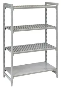 Cambro - Camshelving Premium Stationary Starter Unit with 3 Vented Shelves and 1 Solid Shelf - 21" x 48" x 84" - CPU214884VS4PKG