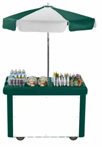 Cambro - Camcruiser Green Vending Cart with Umbrella, 1 Counter Well, and 2 Storage Compartments - CVC55519