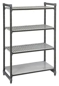 Cambro - Camshelving Elements Stationary Starter Unit with 3 Vented Shelves and 1 Solid Shelf - 21" x 72" x 64" - ESU217264VS4580