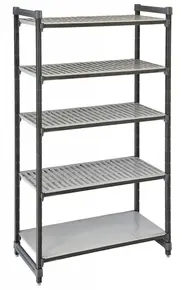 Cambro - Camshelving Elements Stationary Starter Unit with 4 Vented Shelves and 1 Solid Shelf - 24" x 60" x 84" - ESU246084VS5580