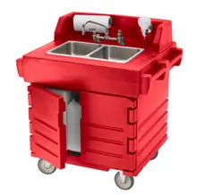 Cambro - Hot Red CamKiosk Portable Self-Contained Hand Sink Cart - 110V - KSC402158