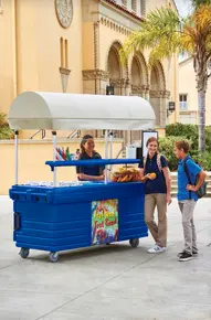 Cambro - CamKiosk Navy Blue Vending Cart with 6 Pan Wells and Canopy - KVC856C186