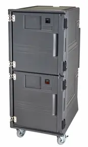 Cambro - Pro Cart Ultra Charcoal Gray Tall Profile Electric Hot Top / Cold Bottom Food Holding Cabinet in Fahrenheit with Security Package - 220V - PCUHC2SP615